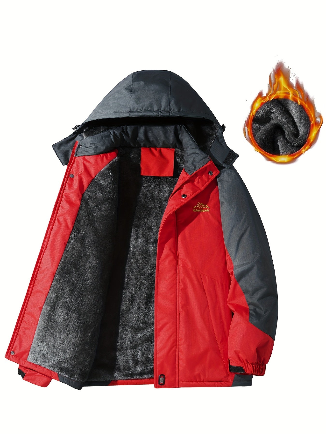 Men's Jacket / Men's Casual Color Block Thick Hooded Jacket, Windproof Single-Layer Fleece Jacket for Fall Winter Jacket Gifts