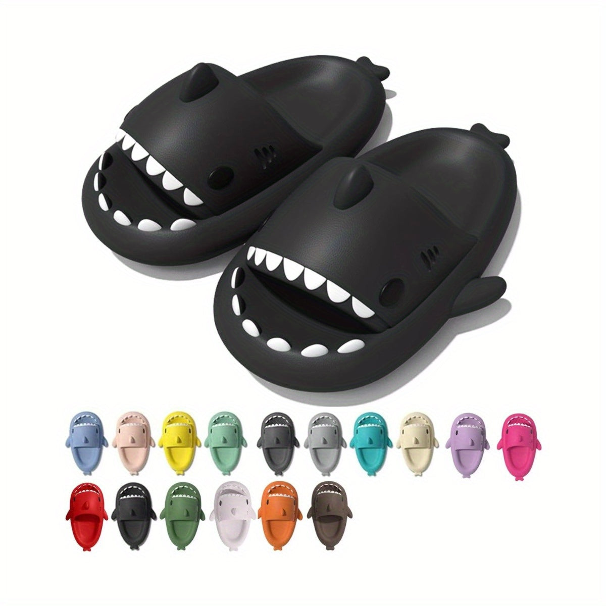 Shark Cloud Slippers - Cute Black Shark Design Slides for Women & Men, Non-Slip Summer Beach Sandals with Open Toe, Soft EVA Insole & Cushioned Sole, Perfect for Pool, Vacation, or Casual Wear, Poolside Footwear, Playful Slip