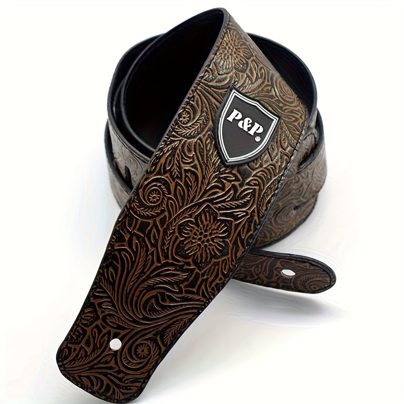 Guitar Straps / 2.5 Inch Guitar Strap Genuine Faux Leather Adjustable Soft Embroidered Belt For Classical Bass Music Hobby Guitar Accessories (Random Pattern)