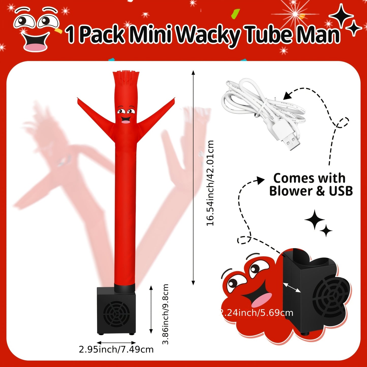 Mini Inflatable Tube Man Gag Funny Gift For Wacky Waving Inflatable Tube Guy With Blower Joke Desktop Quirky White Elephant Gift For Table Birthday Party Decor(Funny)