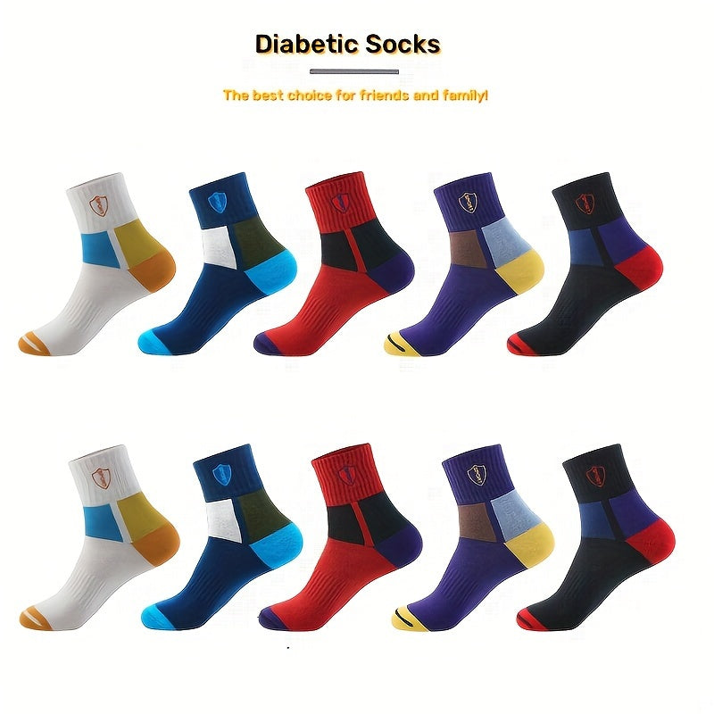 10 Pairs Diabetic Socks for Women & Men Non-Binding Diabetic Ankle Socks Wide Socks with Seamless Toe-Casual Athletic Running Socks, Multicolor Pack
