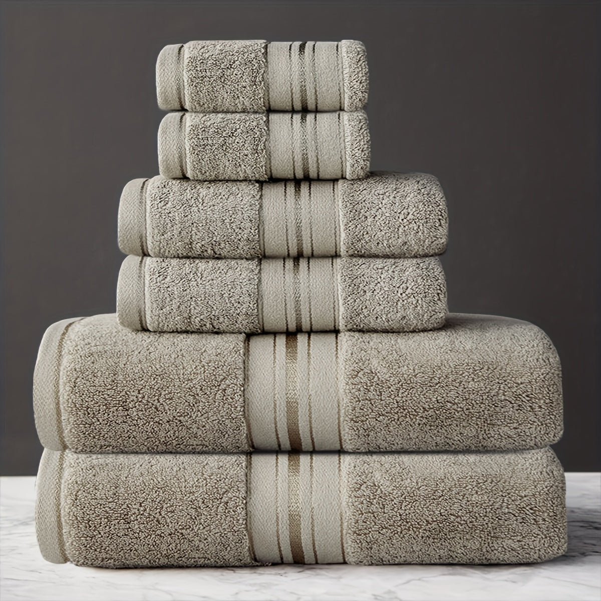 6-pce Bath Towel Set, Pure Cotton Bath Towels and Towels, 2 Bath Towels+2 Hand towels+2 Washcloths, Soft Shower Moisture Absorbing Cotton Bath Towel Set, Bathroom Towel Set, Bathroom Supplies, Household items