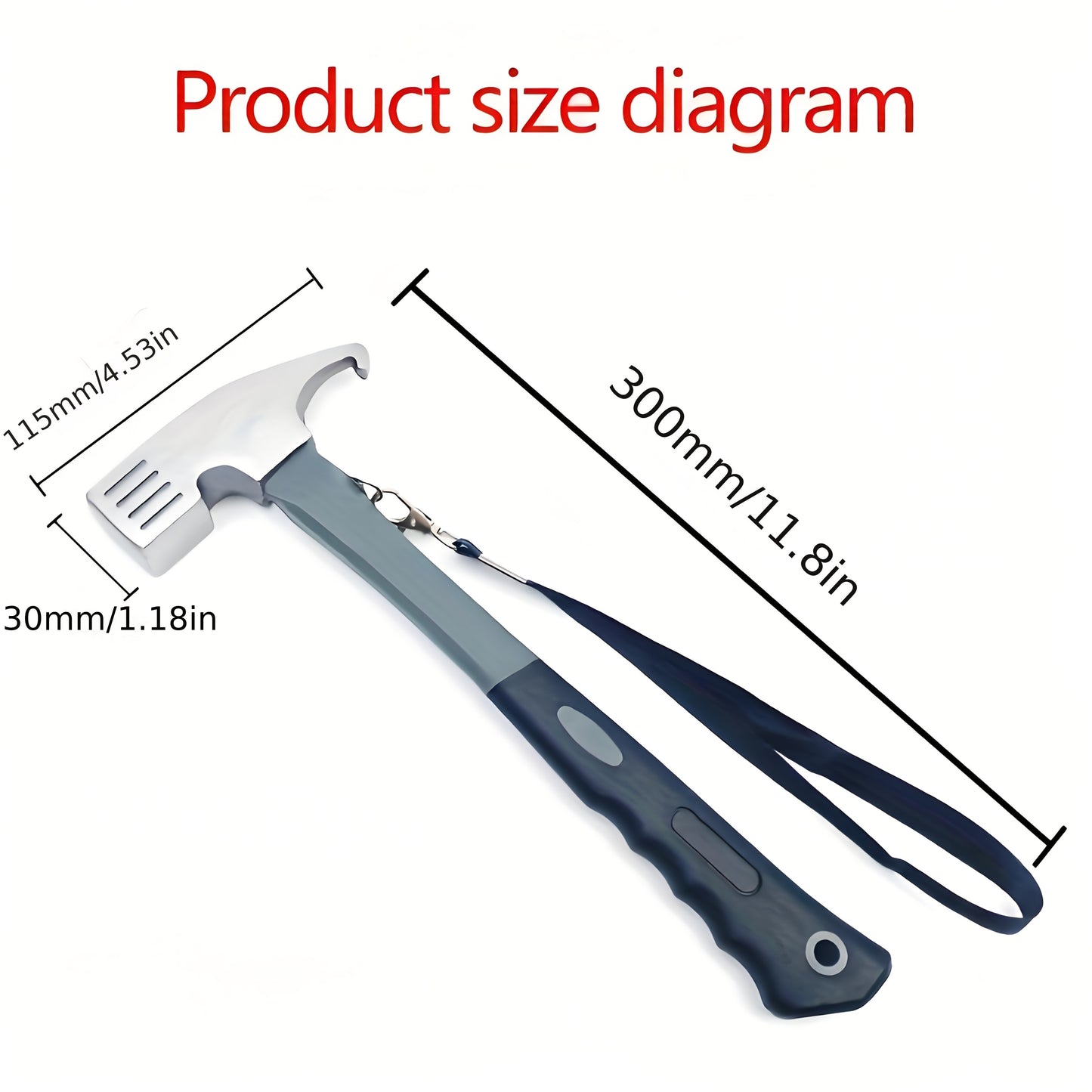 Camping Hammer: Heavy-Duty Multifunctional Steel Hammer with Tent Stake Remover & Holding Strap!Outdoor Camping Tool Suitable for home and outdoor use