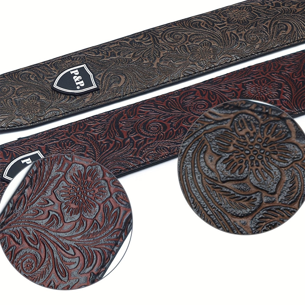 Guitar Straps / 2.5 Inch Guitar Strap Genuine Faux Leather Adjustable Soft Embroidered Belt For Classical Bass Music Hobby Guitar Accessories (Random Pattern)
