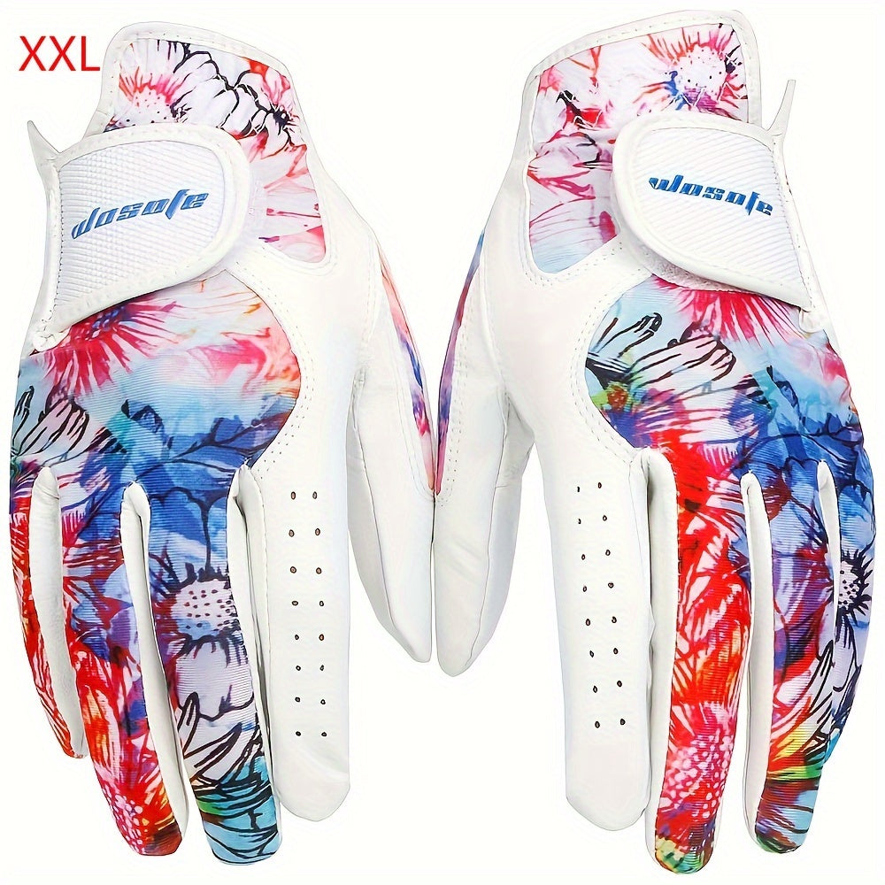 1 Pair Women's Golf Gloves, Soft Sheepskin Material, Stretch Lycra Fabric, Ultra-thin Leather Palm, Wear-resistant, Non-slip, Breathable, Fashionable Sports Gloves, Perfect Golf Outdoor Accessories