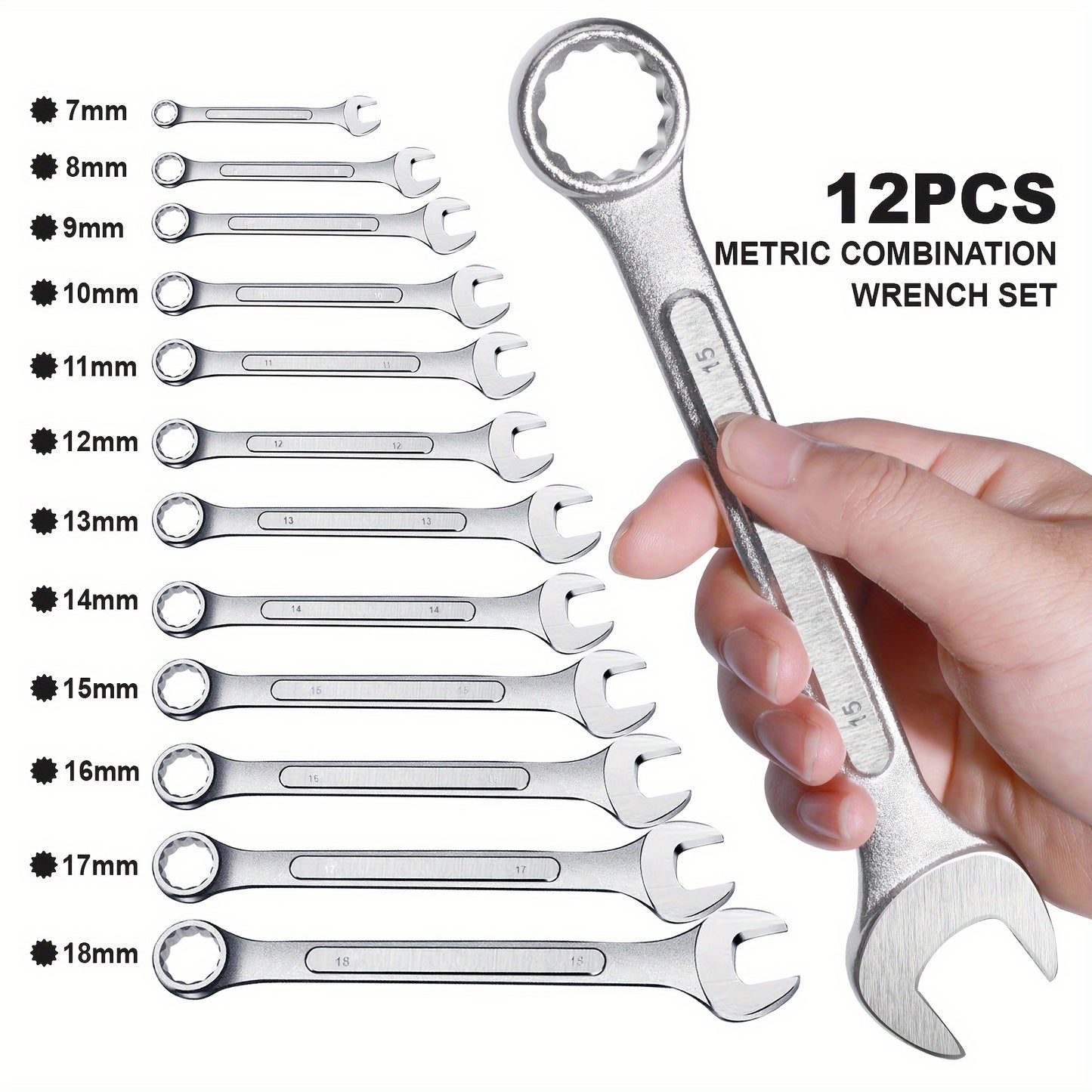 Wrenches / 12pcs Metric/12pcs SAE/24pcs All-Purpose Master Combination Wrench Set, SAE 1/4" to 7/8" Metric 11mm to 231mm Perfect for General Household, Garage, College Dormitory, Car Emergency, Boat and Much More