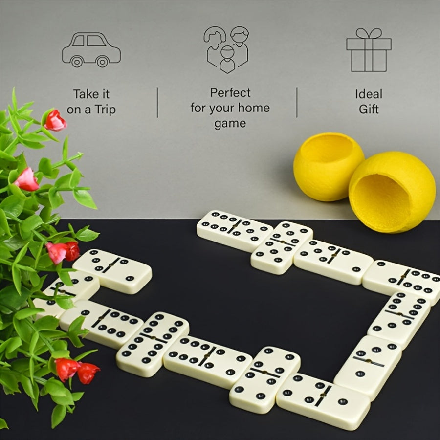 Dominoes - Classic Game with 28 Dominoes, 2-4 Players; Beautifully Boxed for Casual Play, Acrylic Material, Durable Box