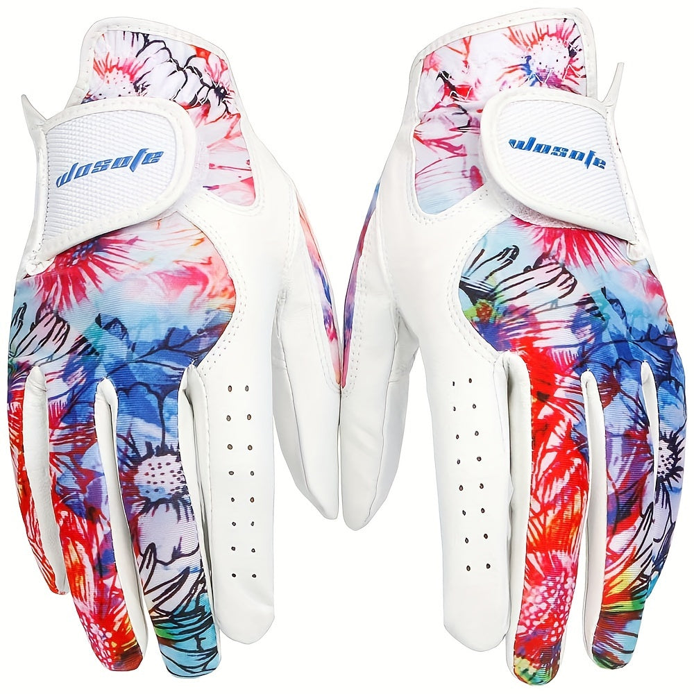 1 Pair Women's Golf Gloves, Soft Sheepskin Material, Stretch Lycra Fabric, Ultra-thin Leather Palm, Wear-resistant, Non-slip, Breathable, Fashionable Sports Gloves, Perfect Golf Outdoor Accessories