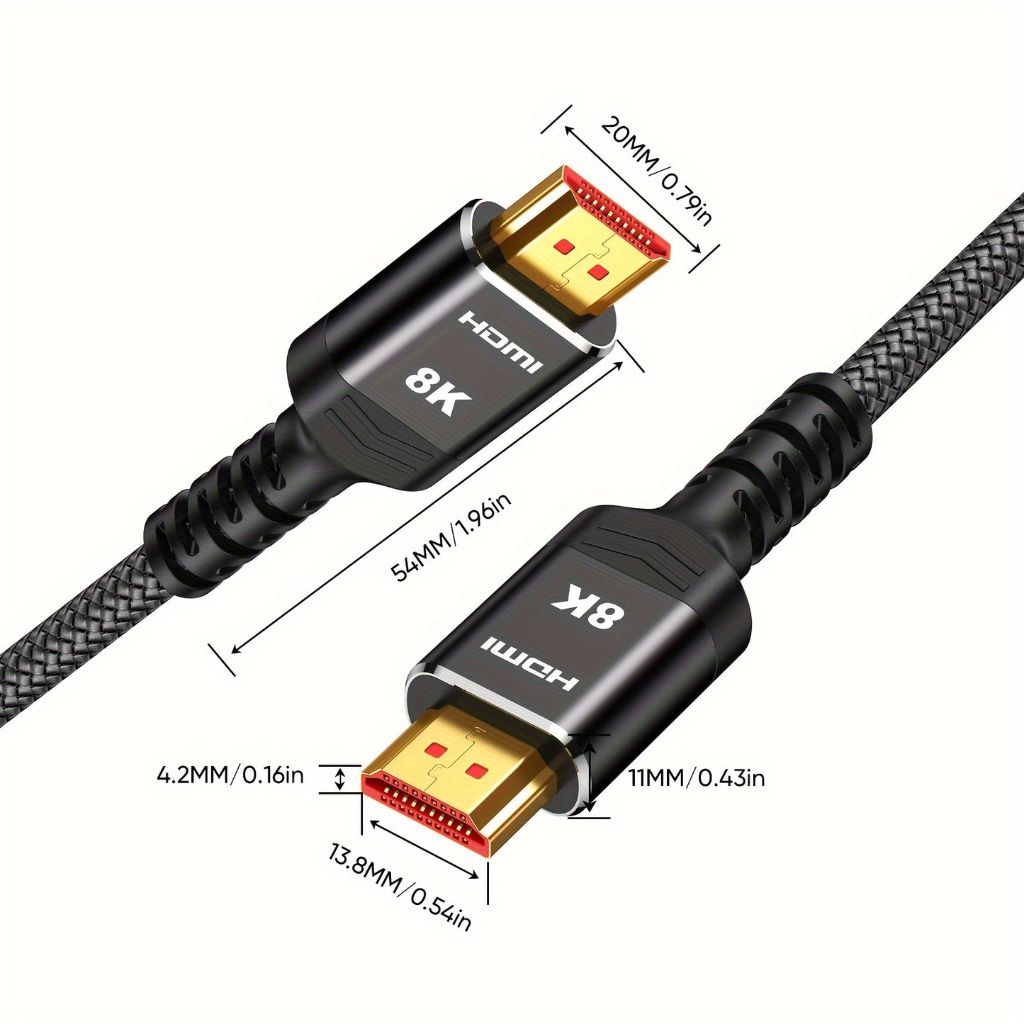 2-Pack 8K 10K HDTV Cable 3.3ft/6.6ft/10ft, 48Gbps High Speed HDTV 2.1 Cord Nylon Braided Slim 8K@60Hz, 4K@120Hz 144Hz, HDCP 2.2&2.3, eARC, Dynamic HDR, DTS:X, RTX 3090, Compatible with Roku TV/HDTV/PS5/Blu-ray