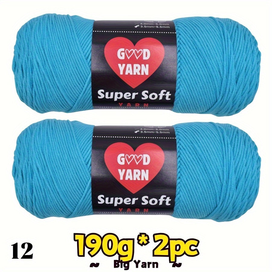 2pc*190g big 100% Acrylic yarn for knitting, crocheting, amigurumi and craft projects, #4-Worsted Yarn