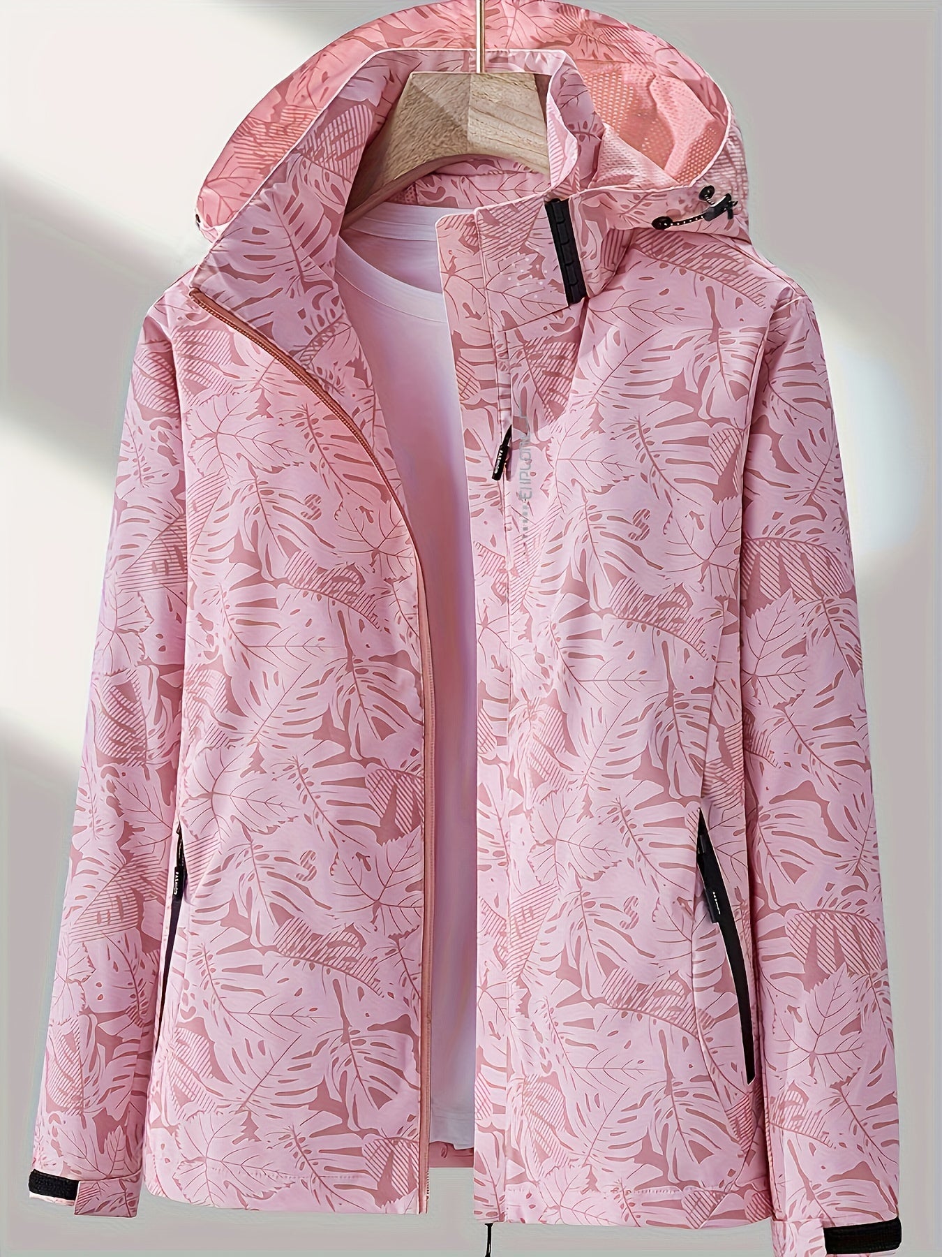 Women'S Windproof Jacket with Full-Zip Front - Lightweight Outdoor Coat, Stand Collar, Non-Stretch Fabric for Hiking, Camping, Travel - Bright Pink Windproof Shell (Spring/Fall/Summer) - Easy-Care Design, Hiking Gear, Camping