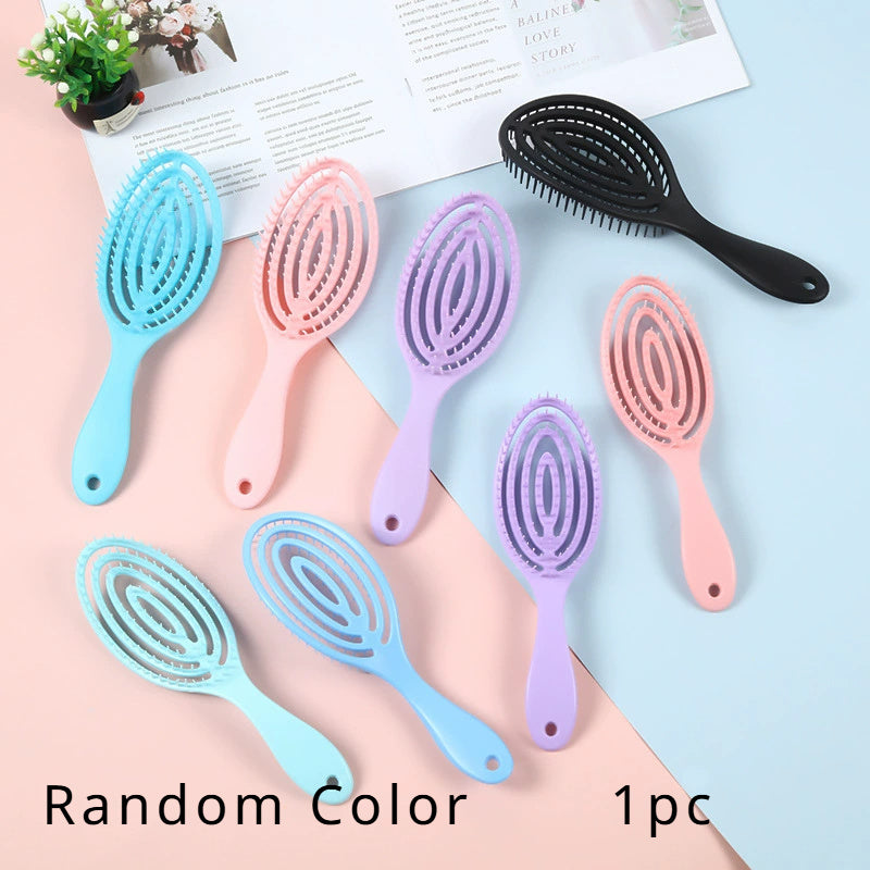 1/2pcs Hollow Hair Comb Skull Massage Brush - Anti-Static, Anti-Knot, Tangle Styling Brush with ABS Plastic and Sandalwood Handle, Suitable for Normal Hair Types