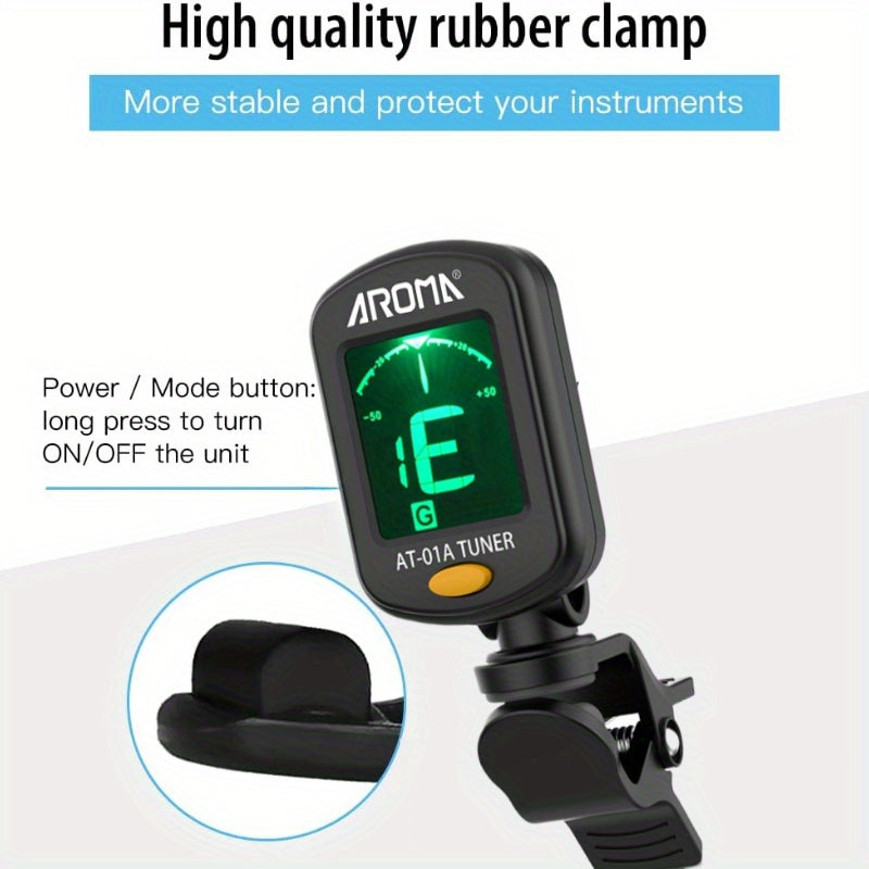 Guitar Tuner / 1-Pack Guitar Tuner, Clip on Tuner for Guitar/ Bass/ Violin/ Ukulele, Auto Power Off/ One Button Operation