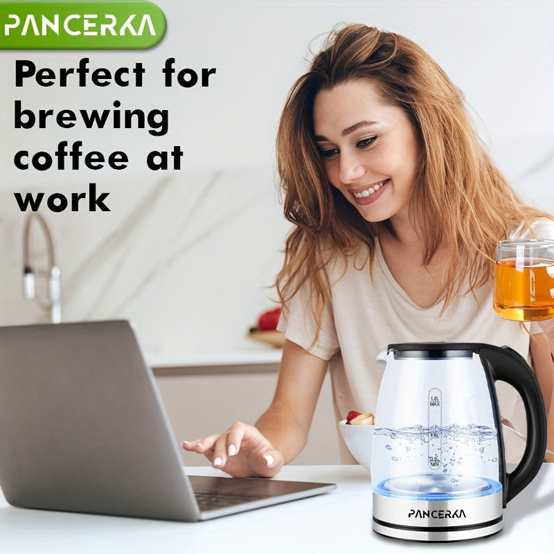 PANCERKA Electric Kettle, 1000W, Easy Cleaning Electric Tea Kettle, Boil-Dry Protection, Stainless Steel Filter, BPA Free, Auto Shut Off Hot Water Boiler, Water Heater Kettle For Coffee & Tea Maker - Black