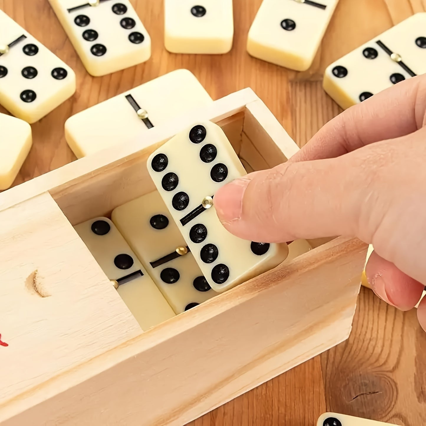 Dominoes - Classic Game with 28 Dominoes, 2-4 Players; Beautifully Boxed for Casual Play, Acrylic Material, Durable Box