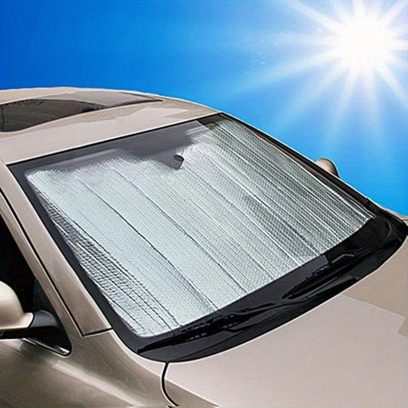 Automobile Sunshade / Double-Sided Bubble Aluminum Foil / Sun Blocking Car Front Cover - Roll-Up Blackout Curtain for Enhanced Privacy & Sun Protection, Sun Visor for Car, Vehicle Interior Cooling, Sleek Car Accessory, Flexible Sun B