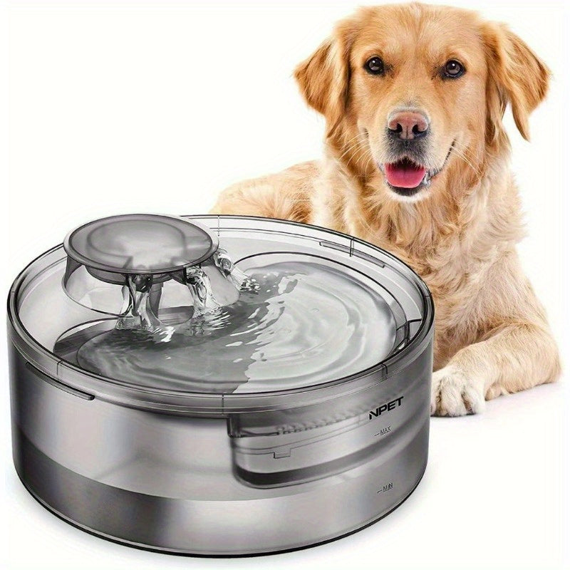 NPET DF30 Dog Water Fountain, 2 Gallon/270oz/8L Large Automatic Dog Water Bowl Dispenser, Pet Water Fountain with Splatter Guard, Cleaning Kit for Large Dogs & Multiple Pets, Without Battery