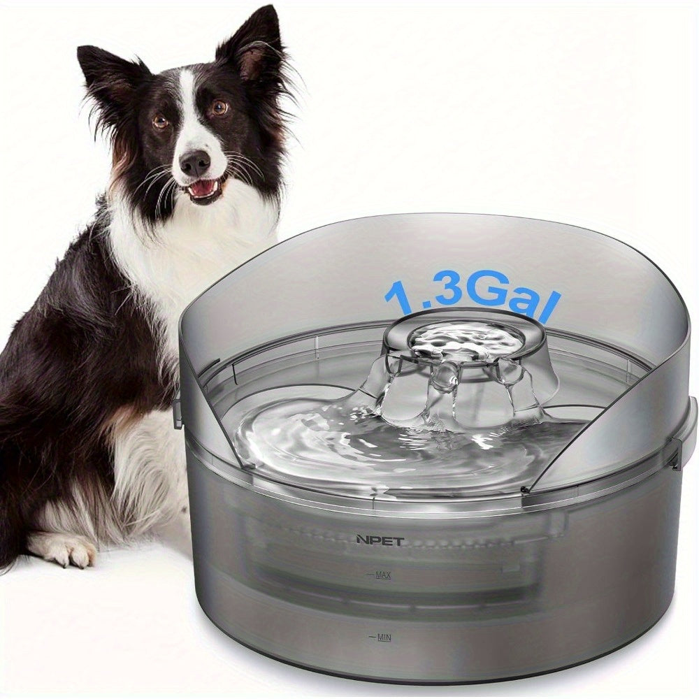 NPET DF30 Dog Water Fountain, 2 Gallon/270oz/8L Large Automatic Dog Water Bowl Dispenser, Pet Water Fountain with Splatter Guard, Cleaning Kit for Large Dogs & Multiple Pets, Without Battery