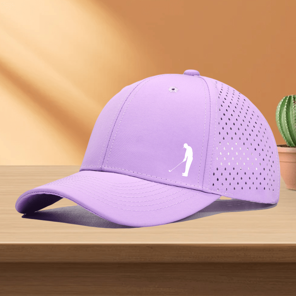 Golf Cap, 1pc Quick-Dry Golf Cap with Perforated Mesh - "Gentleman Playing Golf" Design, Adjustable Fit, 10 Colors Available, Golf Accessories, Perfect for Golf Enthusiasts