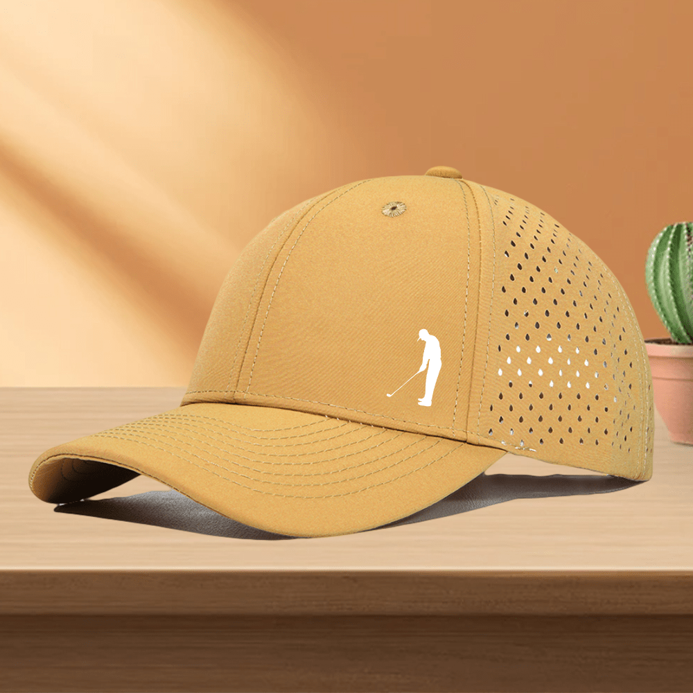 Golf Cap, 1pc Quick-Dry Golf Cap with Perforated Mesh - "Gentleman Playing Golf" Design, Adjustable Fit, 10 Colors Available, Golf Accessories, Perfect for Golf Enthusiasts