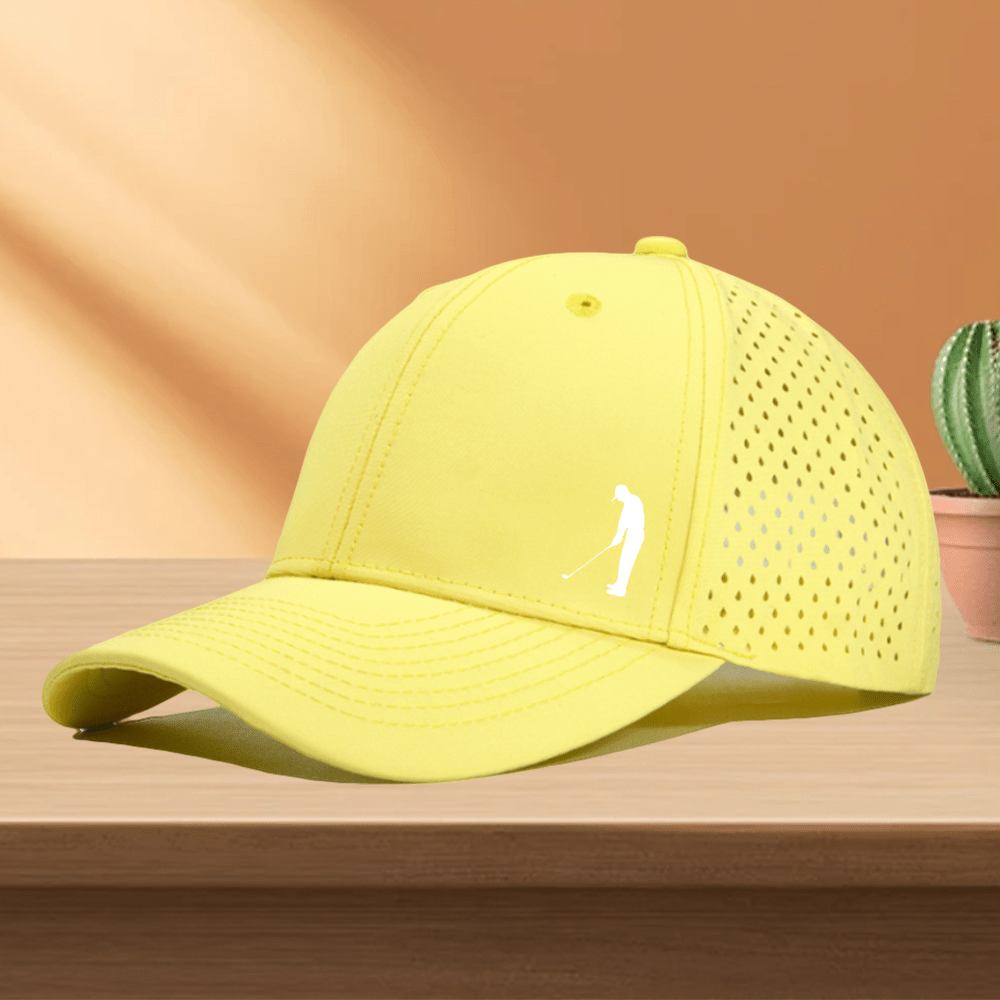 Golf Cap, 1pc Quick-Dry Golf Cap with Perforated Mesh - "Gentleman Playing Golf" Design, Adjustable Fit, 10 Colors Available, Golf Accessories, Perfect for Golf Enthusiasts