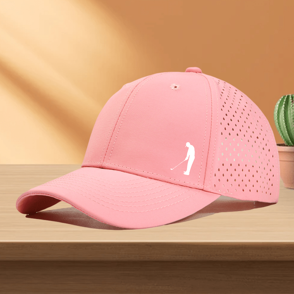 Golf Cap, 1pc Quick-Dry Golf Cap with Perforated Mesh - "Gentleman Playing Golf" Design, Adjustable Fit, 10 Colors Available, Golf Accessories, Perfect for Golf Enthusiasts