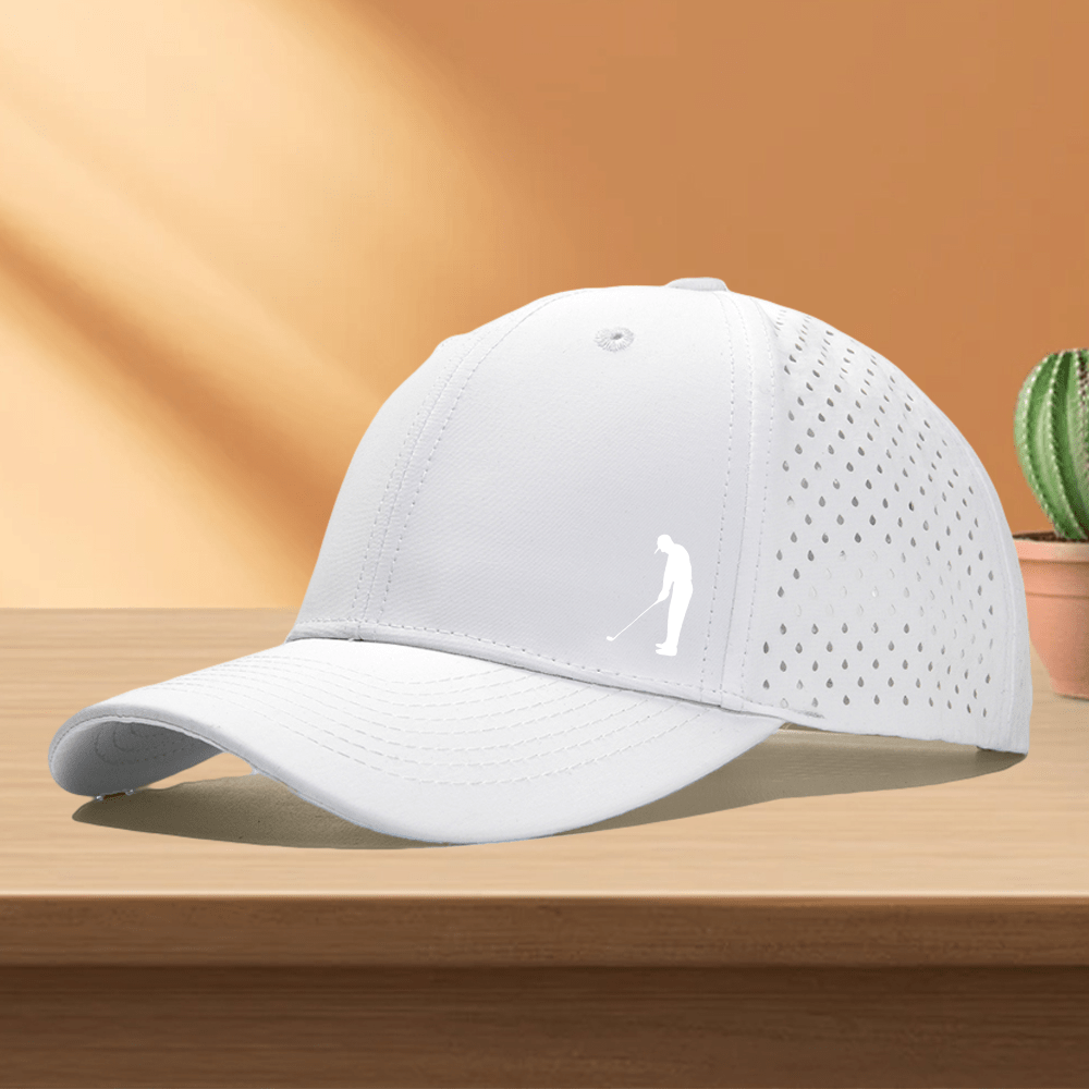 Golf Cap, 1pc Quick-Dry Golf Cap with Perforated Mesh - "Gentleman Playing Golf" Design, Adjustable Fit, 10 Colors Available, Golf Accessories, Perfect for Golf Enthusiasts