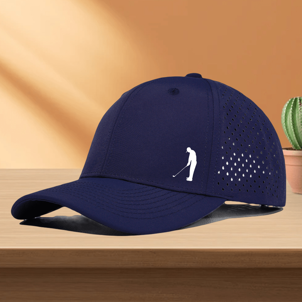 Golf Cap, 1pc Quick-Dry Golf Cap with Perforated Mesh - "Gentleman Playing Golf" Design, Adjustable Fit, 10 Colors Available, Golf Accessories, Perfect for Golf Enthusiasts