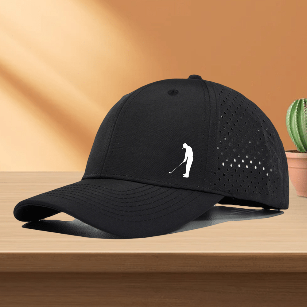 Golf Cap, 1pc Quick-Dry Golf Cap with Perforated Mesh - "Gentleman Playing Golf" Design, Adjustable Fit, 10 Colors Available, Golf Accessories, Perfect for Golf Enthusiasts