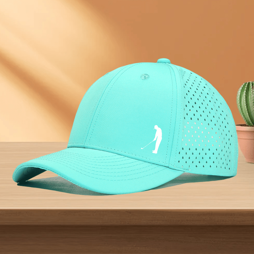 Golf Cap, 1pc Quick-Dry Golf Cap with Perforated Mesh - "Gentleman Playing Golf" Design, Adjustable Fit, 10 Colors Available, Golf Accessories, Perfect for Golf Enthusiasts
