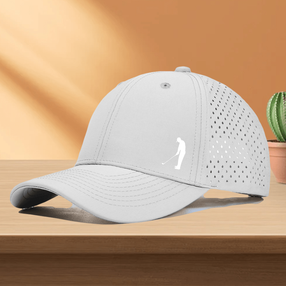 Golf Cap, 1pc Quick-Dry Golf Cap with Perforated Mesh - "Gentleman Playing Golf" Design, Adjustable Fit, 10 Colors Available, Golf Accessories, Perfect for Golf Enthusiasts