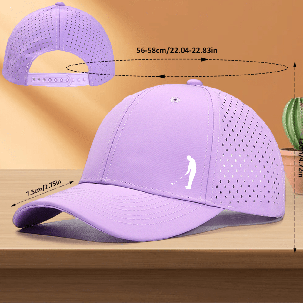 Golf Cap, 1pc Quick-Dry Golf Cap with Perforated Mesh - "Gentleman Playing Golf" Design, Adjustable Fit, 10 Colors Available, Golf Accessories, Perfect for Golf Enthusiasts