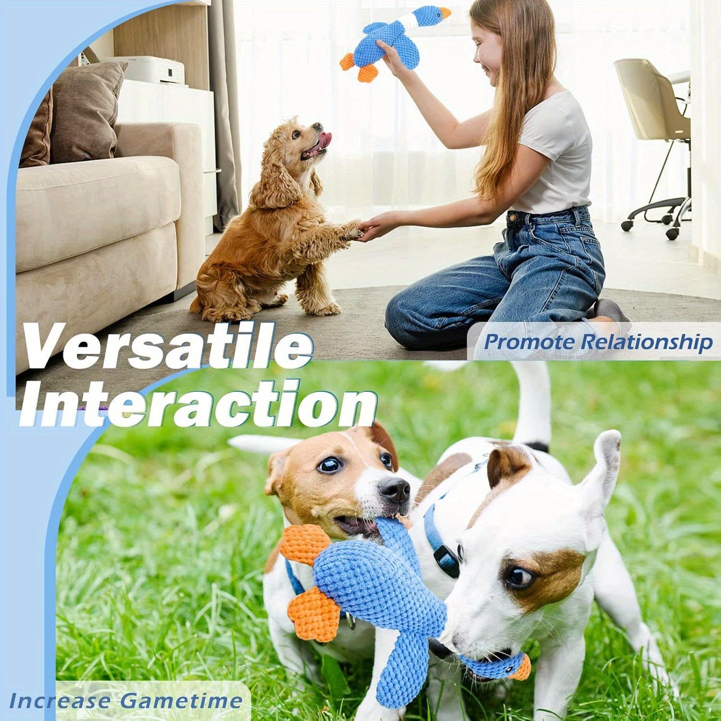 Duck Puppy Toys, Vitscan Upgraded Goose Indestructible Dog Toys For Aggressive Chewers, Crinkle Squeaky Plush Dog Puppy Chew Toys For Teething, Small Medium Large Breed