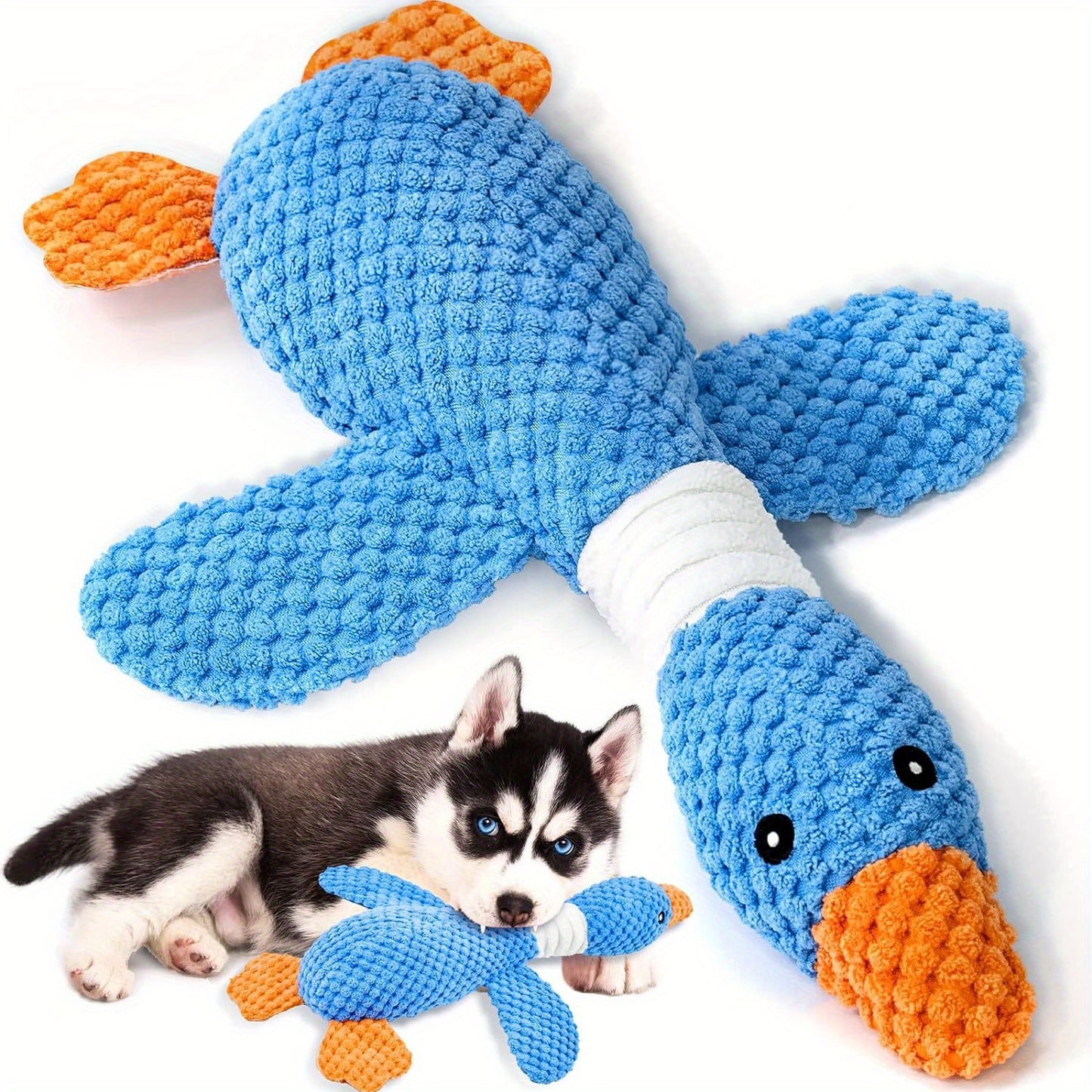 Duck Puppy Toys, Vitscan Upgraded Goose Indestructible Dog Toys For Aggressive Chewers, Crinkle Squeaky Plush Dog Puppy Chew Toys For Teething, Small Medium Large Breed