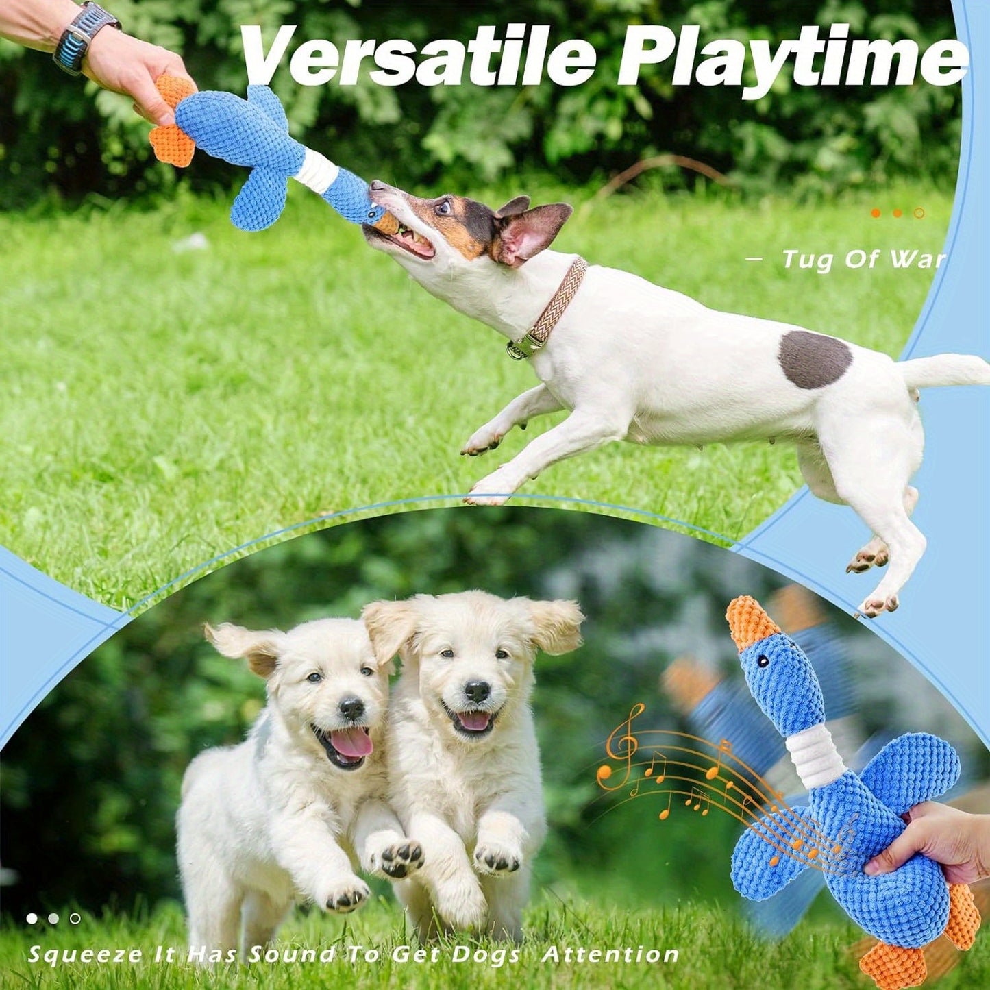 Duck Puppy Toys, Vitscan Upgraded Goose Indestructible Dog Toys For Aggressive Chewers, Crinkle Squeaky Plush Dog Puppy Chew Toys For Teething, Small Medium Large Breed
