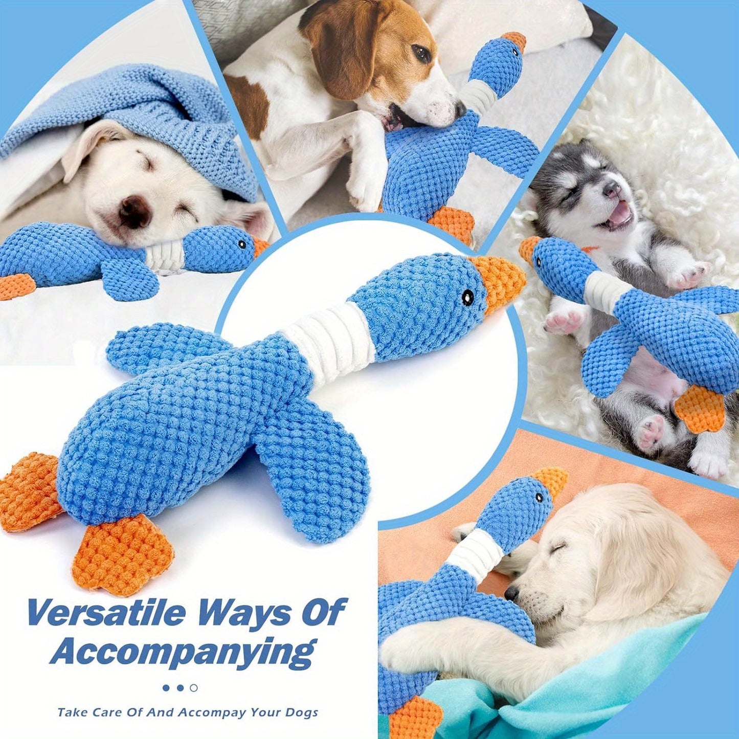 Duck Puppy Toys, Vitscan Upgraded Goose Indestructible Dog Toys For Aggressive Chewers, Crinkle Squeaky Plush Dog Puppy Chew Toys For Teething, Small Medium Large Breed