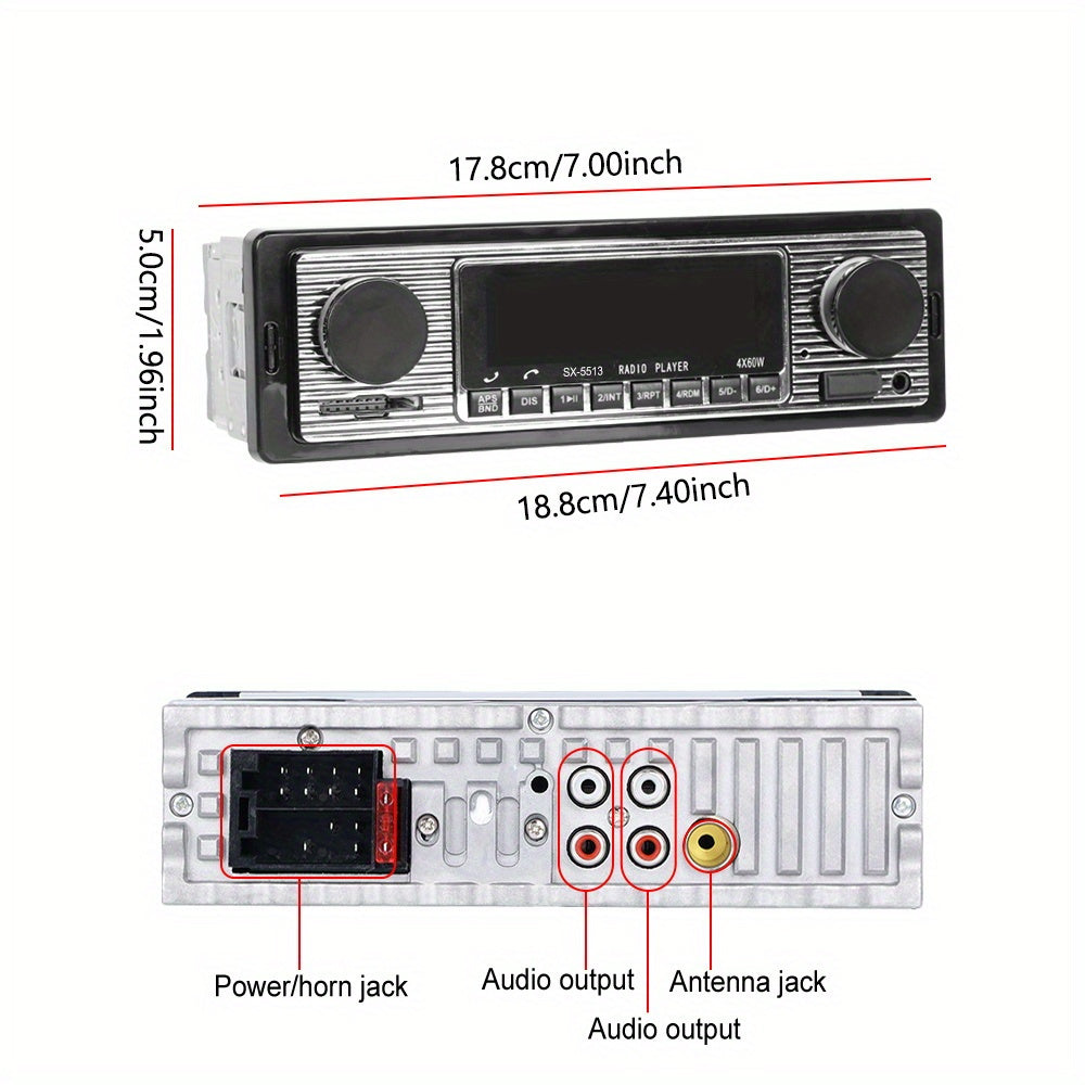 Car stereo / 1DIN Car Stereo with Remote Control - Wireless Handsfree, MP3 Player, FM Radio, USB/TF/AUX Input, EQ Adjustable, 12V Hardwired for Cars, Trucks, SUVs Vehicle Audio System, Modern Dashboard Integration