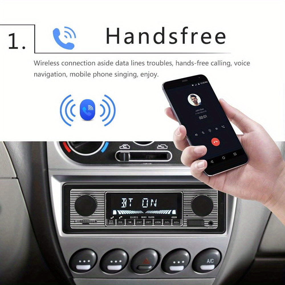 Car stereo / 1DIN Car Stereo with Remote Control - Wireless Handsfree, MP3 Player, FM Radio, USB/TF/AUX Input, EQ Adjustable, 12V Hardwired for Cars, Trucks, SUVs Vehicle Audio System, Modern Dashboard Integration