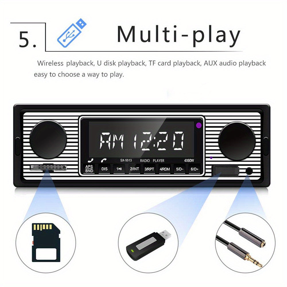 Car stereo / 1DIN Car Stereo with Remote Control - Wireless Handsfree, MP3 Player, FM Radio, USB/TF/AUX Input, EQ Adjustable, 12V Hardwired for Cars, Trucks, SUVs Vehicle Audio System, Modern Dashboard Integration
