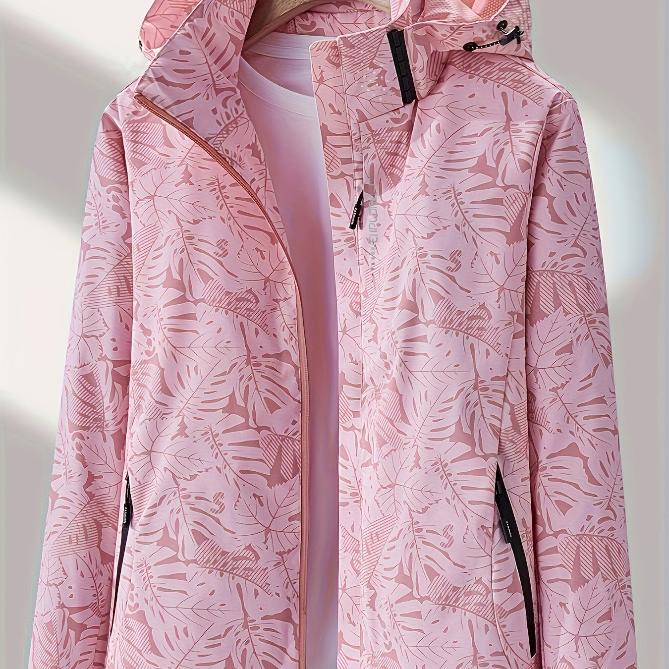 Women'S Windproof Jacket with Full-Zip Front - Lightweight Outdoor Coat, Stand Collar, Non-Stretch Fabric for Hiking, Camping, Travel - Bright Pink Windproof Shell (Spring/Fall/Summer) - Easy-Care Design, Hiking Gear, Camping