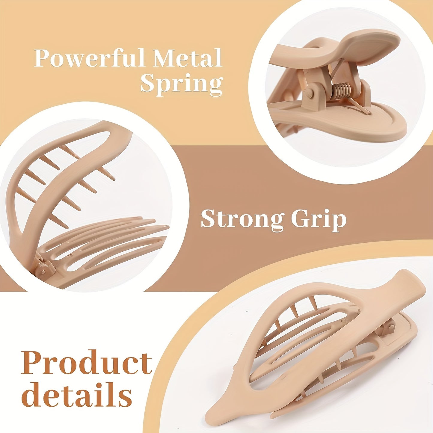 6pcs/Set French Concord Hair Clips Claw - Matte Side Slid Flat Hair Clips - Strong Hold No Slip Grip Hair Claw Clips For Thick Thin Hair (Matte Flat Clips)