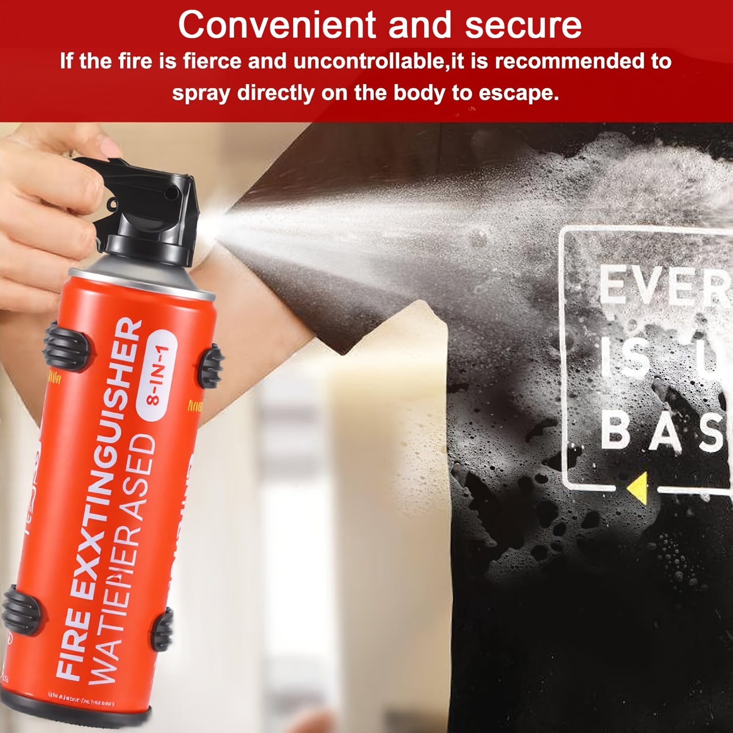 Household Fire Extinguisher Portable Water-Based 4-in-1 Wall Mounted Bracket for Kitchen Garage Car Fire 0.5-A:21-B:C:5K