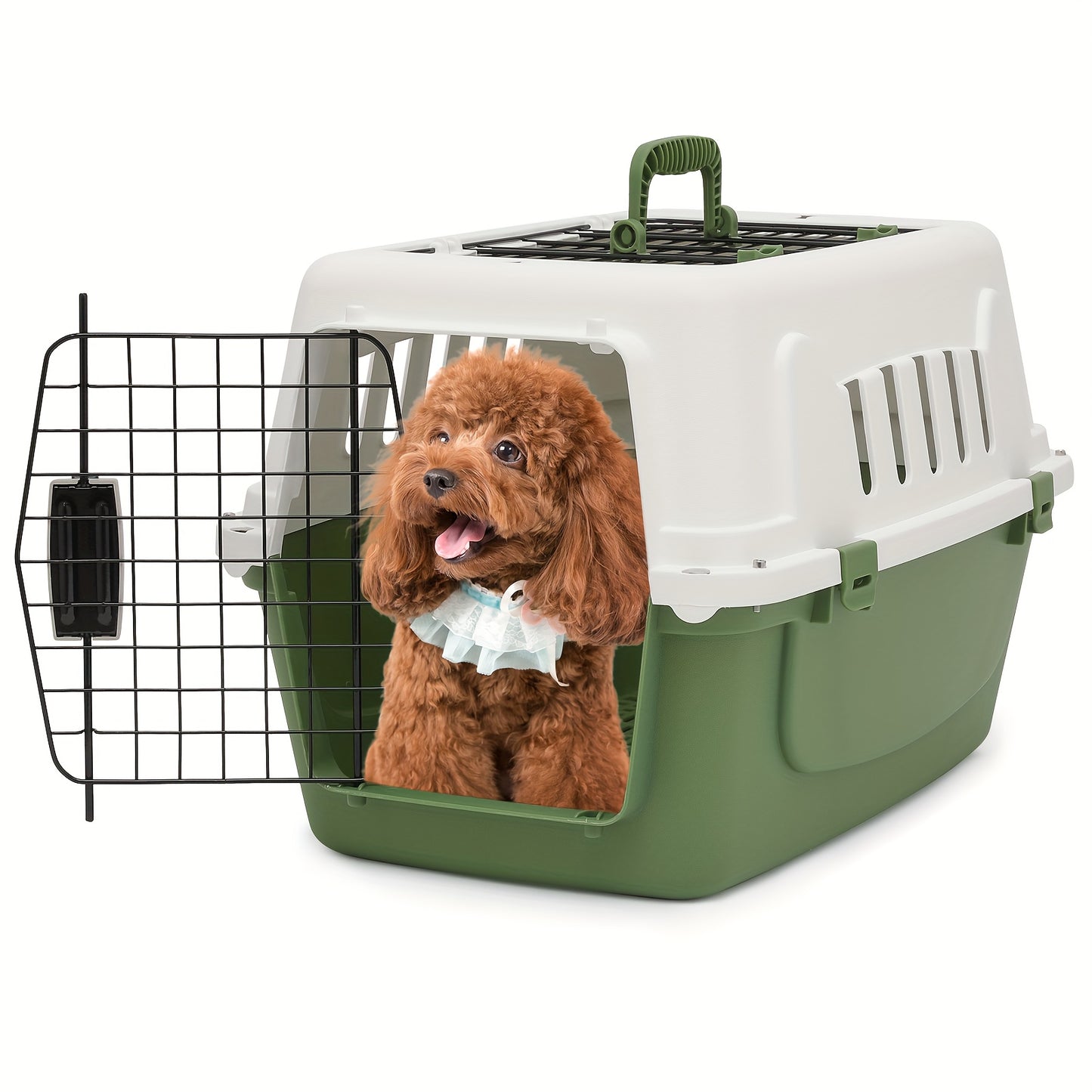 Pet Carrier / MoNiBloom 22-Inch Dog Crate Plastic 2-Door Top Loading Cat Carrier, Hard-Sided Dog Travel Carrier for Small Dogs and Cats, Ventilation and Security Lock Design for Pets up to 22 lbs
