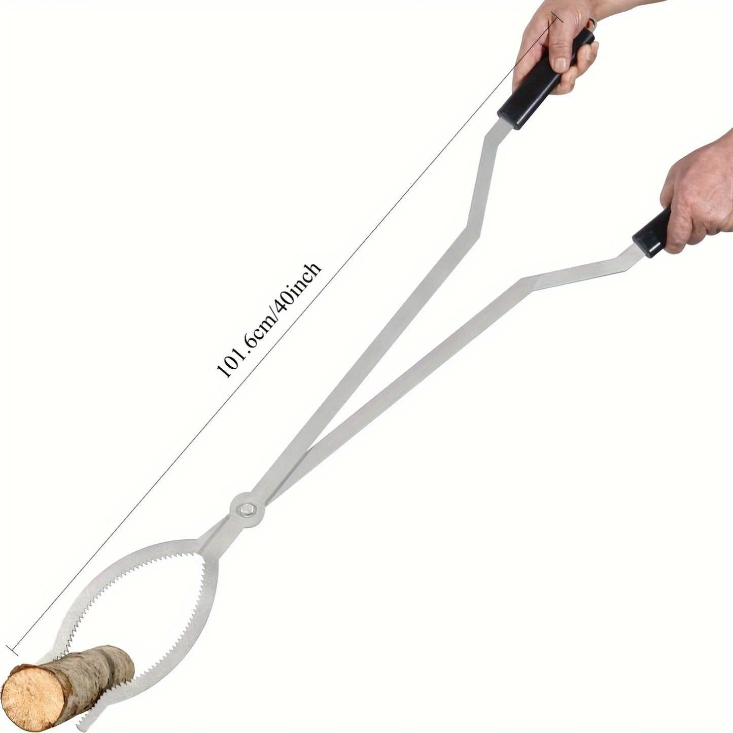 40" Fire Tongs Firewood Grabbers, Stainless Steel Large Fire Pit Tool Indoor Fireplace Outdoor Bonfire Campfire Backyard Deck Camping Log Grabbers Tool