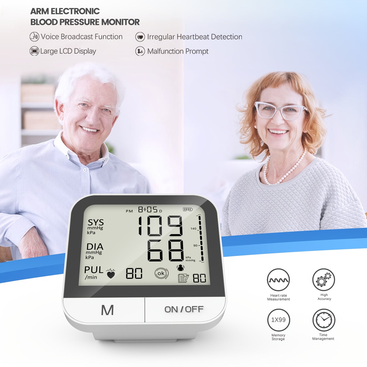 The Upper Arm Health Tracker Features a 4.33-Inch High-Definition Display, Voice Announcements, One-Button Operation, And Dual Detection of Heart Rate And Vital Signs, Making It Suitable for Daily Health Management at Home (B