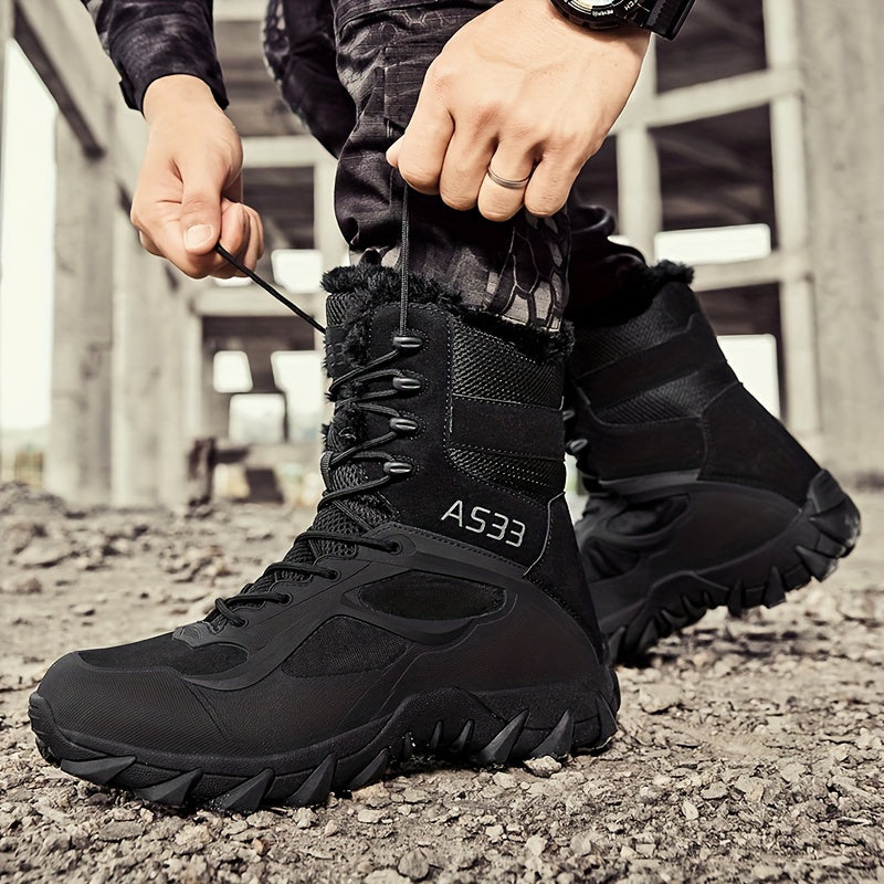 Non-slip Men's Tactical Hiking Boots, Wear-resistant Winter Outdoor Camping Trekking Shoes for Snow