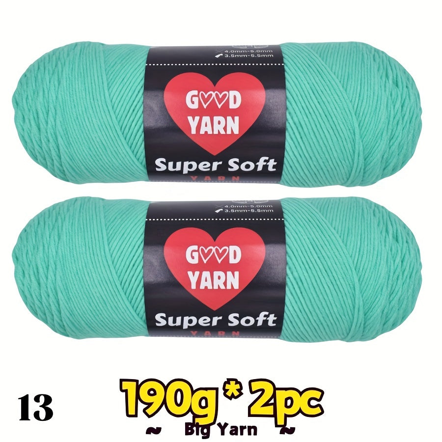 2pc*190g big 100% Acrylic yarn for knitting, crocheting, amigurumi and craft projects, #4-Worsted Yarn