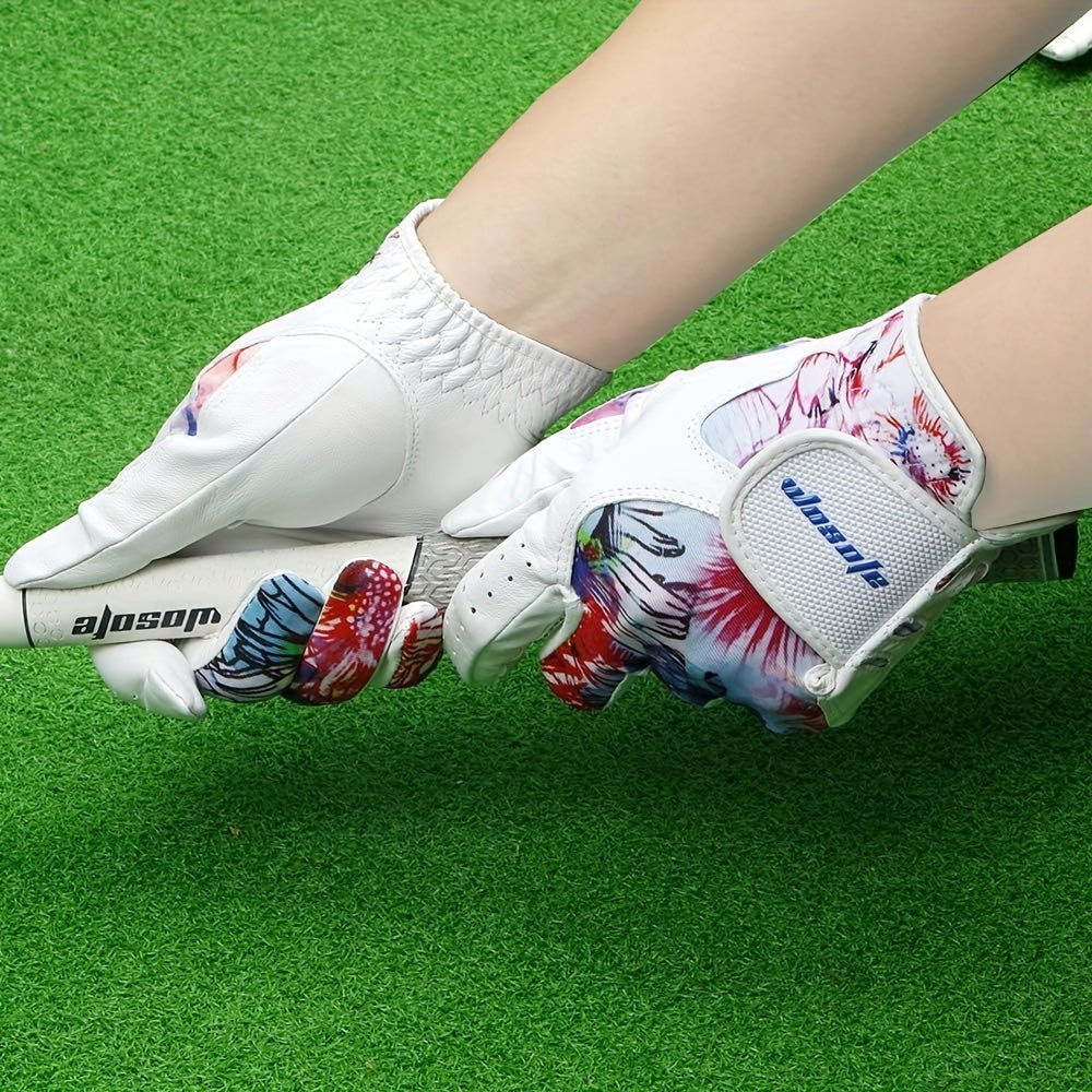 1 Pair Women's Golf Gloves, Soft Sheepskin Material, Stretch Lycra Fabric, Ultra-thin Leather Palm, Wear-resistant, Non-slip, Breathable, Fashionable Sports Gloves, Perfect Golf Outdoor Accessories