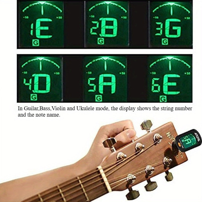 Guitar Tuner / 1-Pack Guitar Tuner, Clip on Tuner for Guitar/ Bass/ Violin/ Ukulele, Auto Power Off/ One Button Operation