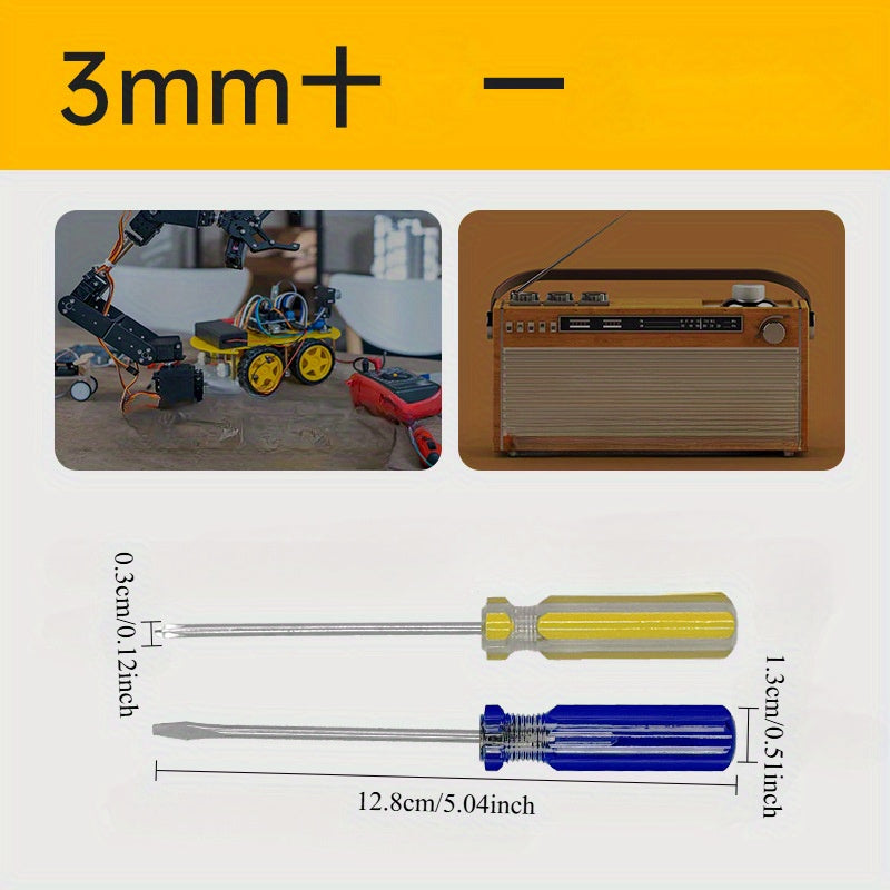 6pcs Colorful Striped Screwdriver Set - Cross & Straight Tips, 3mm, 5mm, 6mm - Durable Metal Handles in Vibrant yellows, Blues, Greens & Red for Home Improvement & DIY Projects, Screwdrivers for Electric Tools